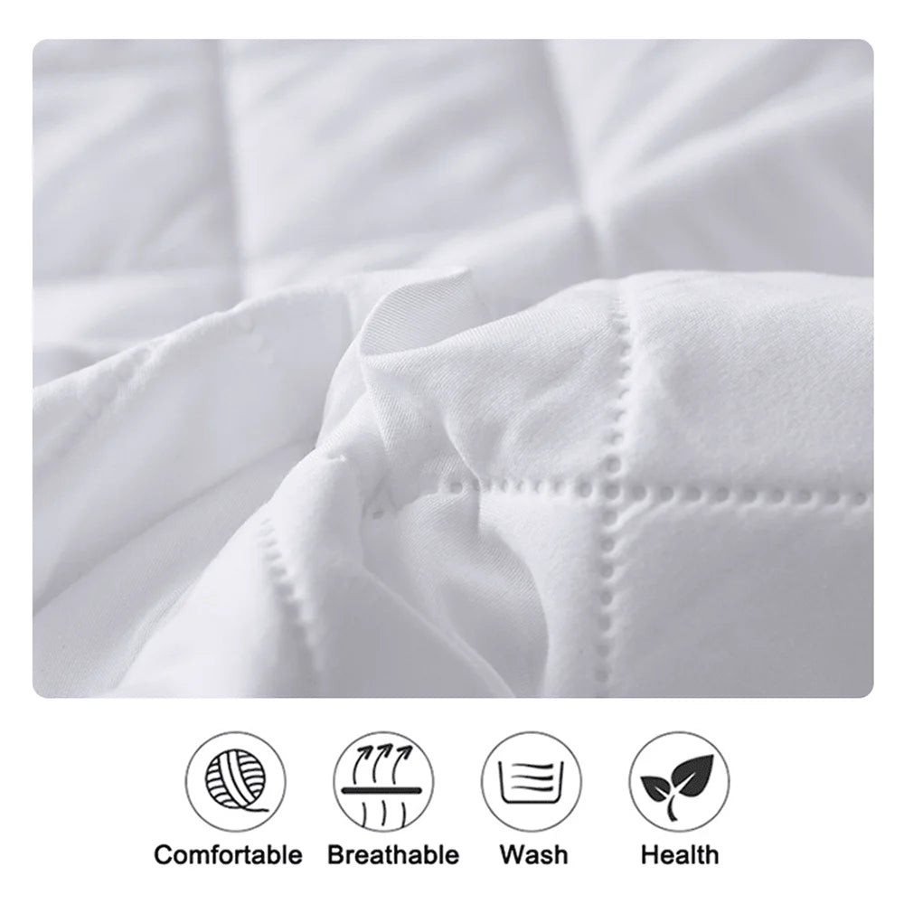 Waterproof Fitted Mattress Protector - Durable Bed Cover in Multi Sizes (Gray/White)